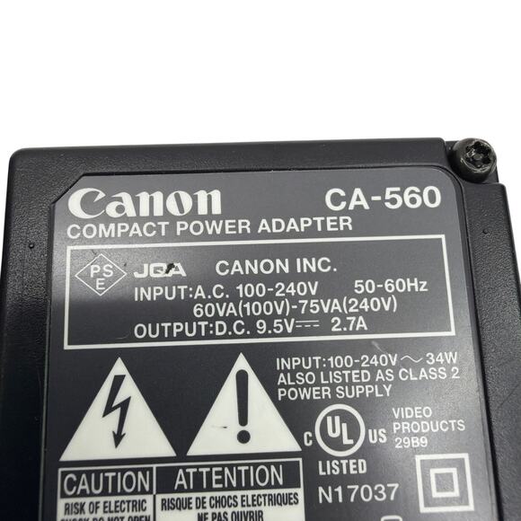Canon CA-560 Compact Power Adapter 9.5V 2.7A OEM with Power Cord - Tested - Picture 2 of 4